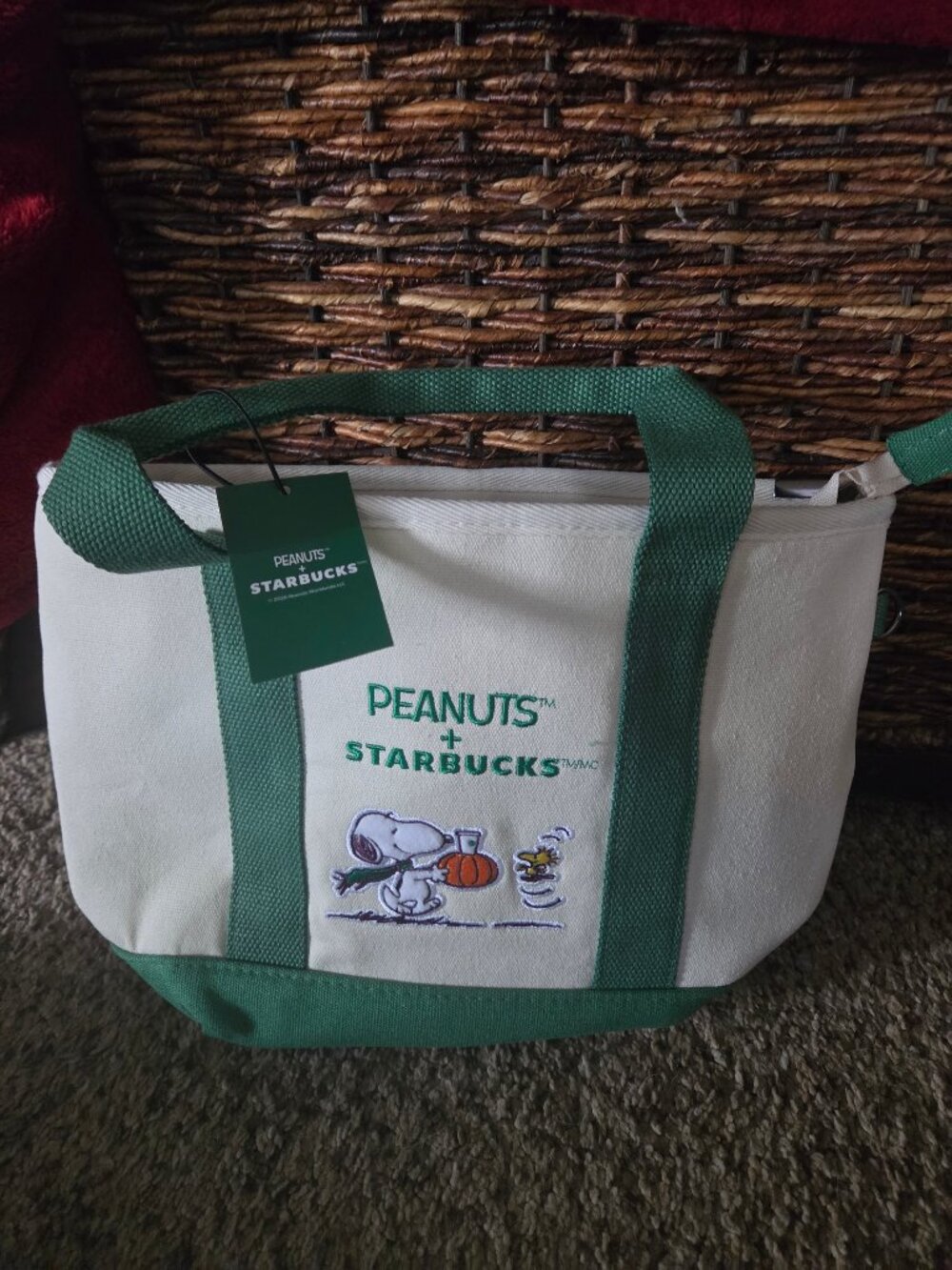 NWT Authentic Peanuts Halloween Collection from Starbucks Mini Canvas Tote